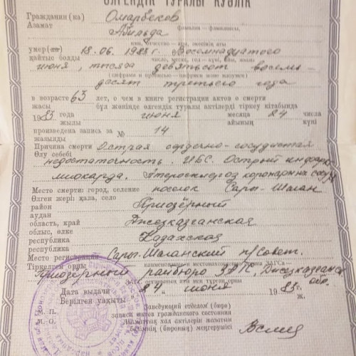 Фото ветерана: Омарбеков Абильда